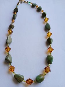 Colar Jaspe Verde com Swarovski