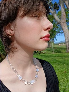 Colar Pedra da Lua com  Cristais
