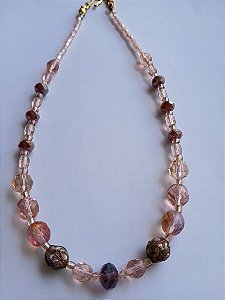 Colar Cristais Swarovski Rose com Pedras Pintadas