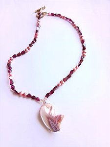 Colar Pérolas Rosé e Madrepérola