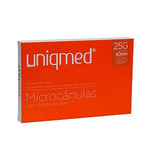 25G X 40MM MICROCANULAS UNIQMED COM AGULHA AUXILIAR(23G) CAIXA COM 12 UNIDADES