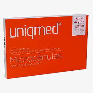 25G X 50MM MICROCANULAS UNIQMED COM AGULHA AUXILIAR(23G) CAIXA COM 12 UNIDADES