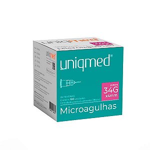 Microagulhas Uniqmed 34G x 4mm - Caixa com 100 unidades