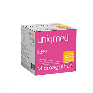 Microagulhas Uniqmed 34G x 8mm - Caixa com 100 unidades