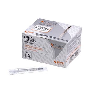 SERINGA HIPODÉRMICA SMED LUER LOCK RESÍDUO ZERO – 1ml - Caixa com 100 unidades