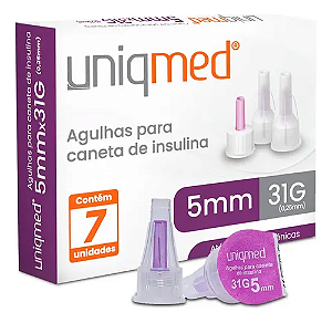 Agulhas para Caneta de Insulina 5mm x 31G cx c/ 7 un. - Uniqmed