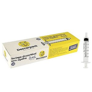 Seringa Descartável 3ml (Bico Slip) - C/100 - Descarpack