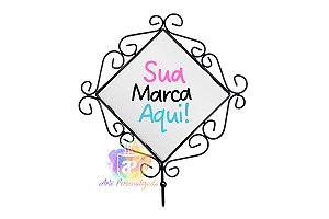 Moldura de Metal Com Gancho e Azulejo 15x15cm Personalizado (Personalização Já Inclusa!)