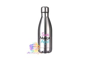 Garrafa Personalizada Inox 350ml (Diversas Cores!) Personalização Já Inclusa!
