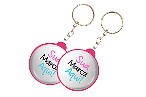100 Chaveiros Dupla Face Bottons Personalizados 3,5cm Personalização Já Inclusa