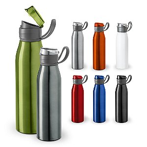 Squeezes Alumínio Personalizados Com Tampa Flip Top AS e Alça 650ml (Diversas Cores!) Personalização Já Inclusa! Mínimo 10 Unidades