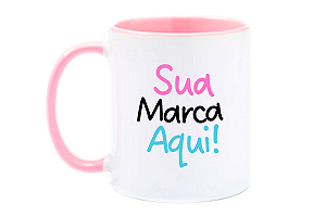 Caneca Personalizada Colorida Porcelana 325ml (Diversas Cores!) Personalização Já Inclusa! - Valor por Unidade - Mínimo 50 Unidades
