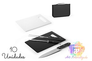 Kits Churrasco Personalizado em Estojo 210D Com Tábua em PP - Personalização Já Inclusa! Mínimo 10 Unidades