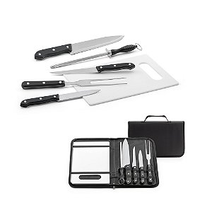 Kit Churrasco Personalizado em Estojo 210D Com Tábua - Personalização Já Inclusa! - Mínimo 10 Unidades
