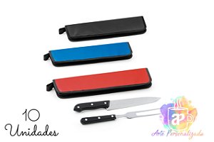 Kits Churrasco Personalizado em Estojo 210D Cabos PP - Personalização Já Inclusa! Mínimo 10 Unidades