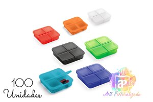 100 Porta Comprimidos Personalizados Com 4 Divisórias (Diversas Cores!) Personalização Já Inclusa!