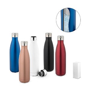 Garrafa Térmica Colorida em Aço Inox Personalizada Fosca 500 mL - Mínimo 10 Unidades
