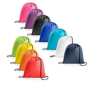 Sacochila Colorida em Non-Woven Personalizada - Mínimo 10 Unidades