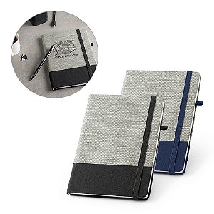 Caderno A5 em Palha e Algodão Canvas Personalizado com Folhas Pautadas - Mínimo 10 Unidades