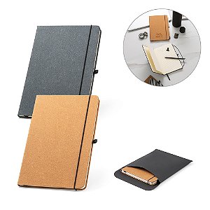 Caderno A5 Personalizado em Couro Reciclado e Folhas Pautadas - Mínimo 10 Unidades