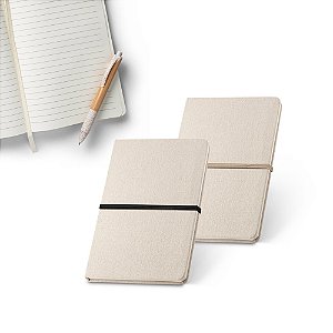 Caderno A5 Personalizado em Linho com Folhas Pautadas - Mínimo 10 Unidades