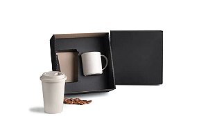 Kit Personalizado Com Caneca e Copo em Fibra de Bambu e PP - Mínimo de 10 Kits