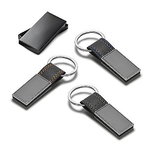 Chaveiro Personalizado em Couro Sintético e Metal - Mínimo 10 Unidades