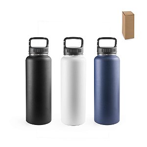 Garrafa personalizada em aço inoxidável (90% reciclado) com revestimento em pó e de grande capacidade até 1200 mL - Mínimo 10 Unidades
