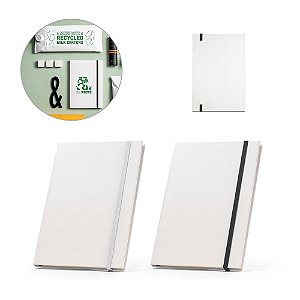 Caderno A5 personalizado produzido através de pacotes de leite reciclados com folhas pautadas recicladas - Mínimo 10 Unidades