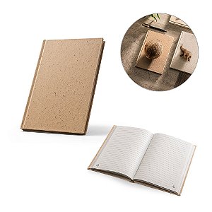 Caderno A5 personalizado em casca de coco (60%) e trapos de algodão (40%) com folhas pautadas - Mínimo 10 Unidades