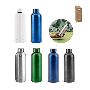 Squeeze personalizado em aço inox (90% reciclado) com acabamento em mate metálico 550 mL - Mínimo 10 Unidades
