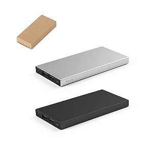 Bateria portátil personalizada em alumínio 100% reciclado e bateria em lítio 5.000 mAh - Mínimo 10 Unidades