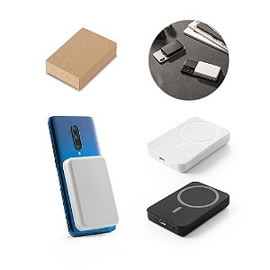 Bateria portátil personalizada em ABS 100% reciclado e bateria em lítio 5.000 mAh - Mínimo 10 Unidades