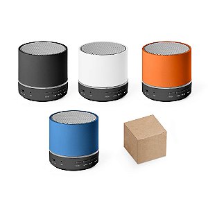 Caixa de som portátil personalizada com microfone, em ABS 100% reciclado - Mínimo 10 Unidades