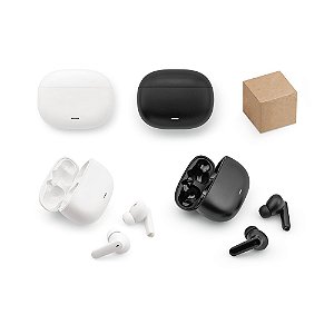 Fone de ouvido wireless personalizado em ABS 100% reciclado - Mínimo 10 Unidades