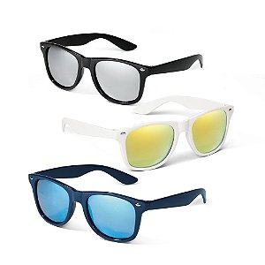 Óculos de sol personalizado em PC com lentes espelhadas - Mínimo 10 Unidades