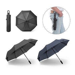 Guarda-chuva personalizado dobrável de 23'' em 100% poliéster reciclado pongee 190T (100% rPET) com abertura e fecho automático - Mínimo 10 Unidades