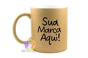Caneca Glitter Personalizada Porcelana 325ml (Diversas Cores!) Personalização Já Inclusa!
