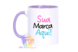 Caneca Personalizada Colorida Porcelana 325ml (Diversas Cores) Personalização Já Inclusa!
