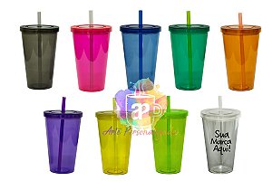 Copo Canudo Personalizado 960ml (Diversas Cores!) Personalização Já Inclusa!