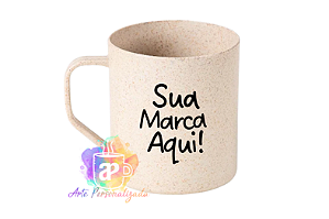 Caneca de Fibra de Bambu 350ml Personalização Já Inclusa!