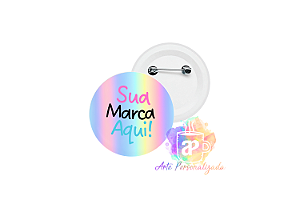 50 Bottons Holográficos Personalizados 2,5cm Com Alfinete Personalização Já Inclusa!