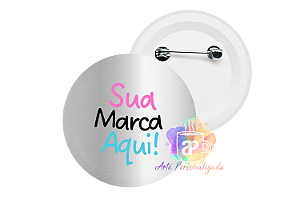 100 Bottons Prateados Personalizados 5,5cm Com Alfinete Personalização Já Inclusa!