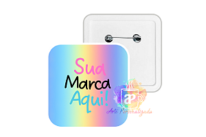 100 Bottons Quadrados Holográficos Personalizados 5,1cm Com Alfinete Personalização Já Inclusa!
