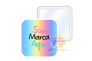100 Bottons Quadrados Holográficos Personalizados 5,1cm Com Espelho Personalização Já Inclusa!