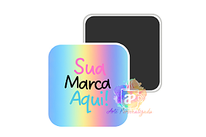 50 Bottons Quadrados Holográficos Personalizados 5,1cm Com Ímã Personalização Já Inclusa!