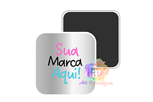 50 Bottons Quadrados Prateados Personalizados 5,1cm Com Ímã Personalização Já Inclusa!