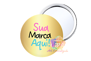 50 Bottons Espelho Dourados Personalizados 5,5cm Personalização Já Inclusa!