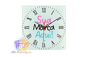 Relógio Personalizado Vidro 20x20cm Quadrado Personalização Já Inclusa!