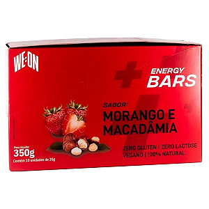 Energy Bars + sabor morango e macadâmia (caixa c/ 10) WE:ON